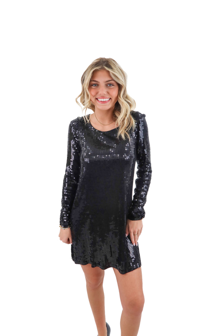 Velvet black sequin dress (S)