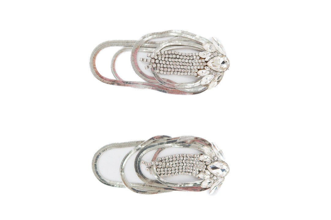 Large silver rhinestone earrings