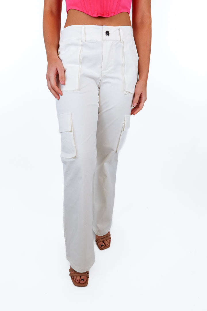 princess polly white cargo pants (s)