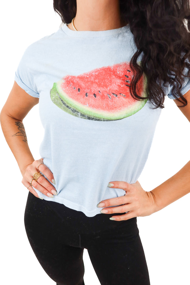 by anthropologie blue watermelon shirt (XS)