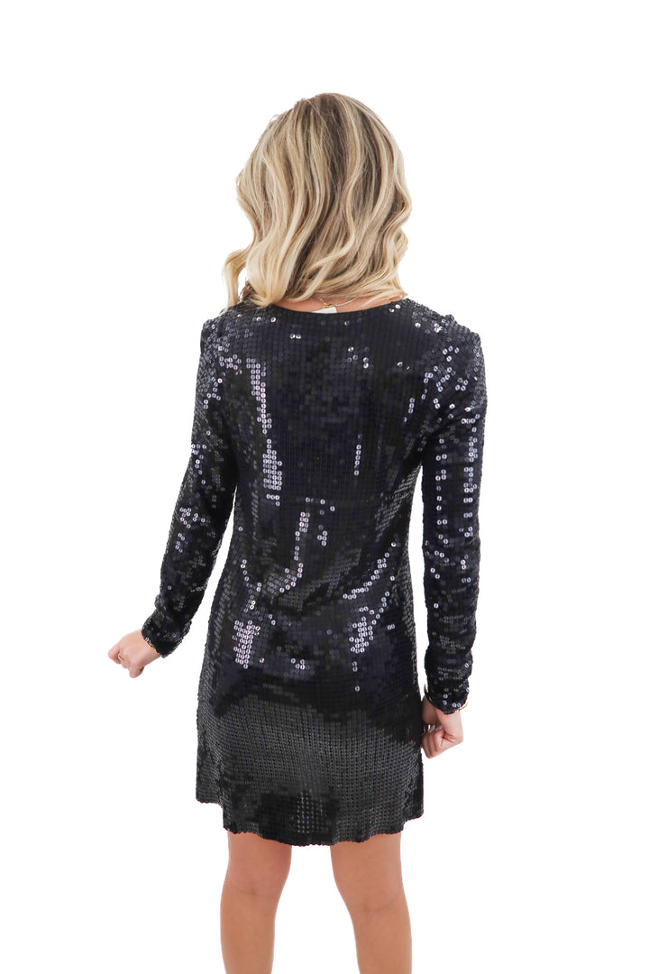 Velvet black sequin dress (S)