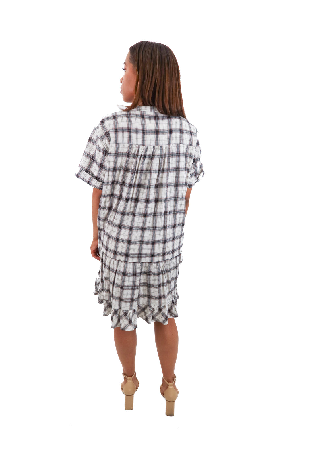 vici plaid short sleeve dress (l; retail $55)