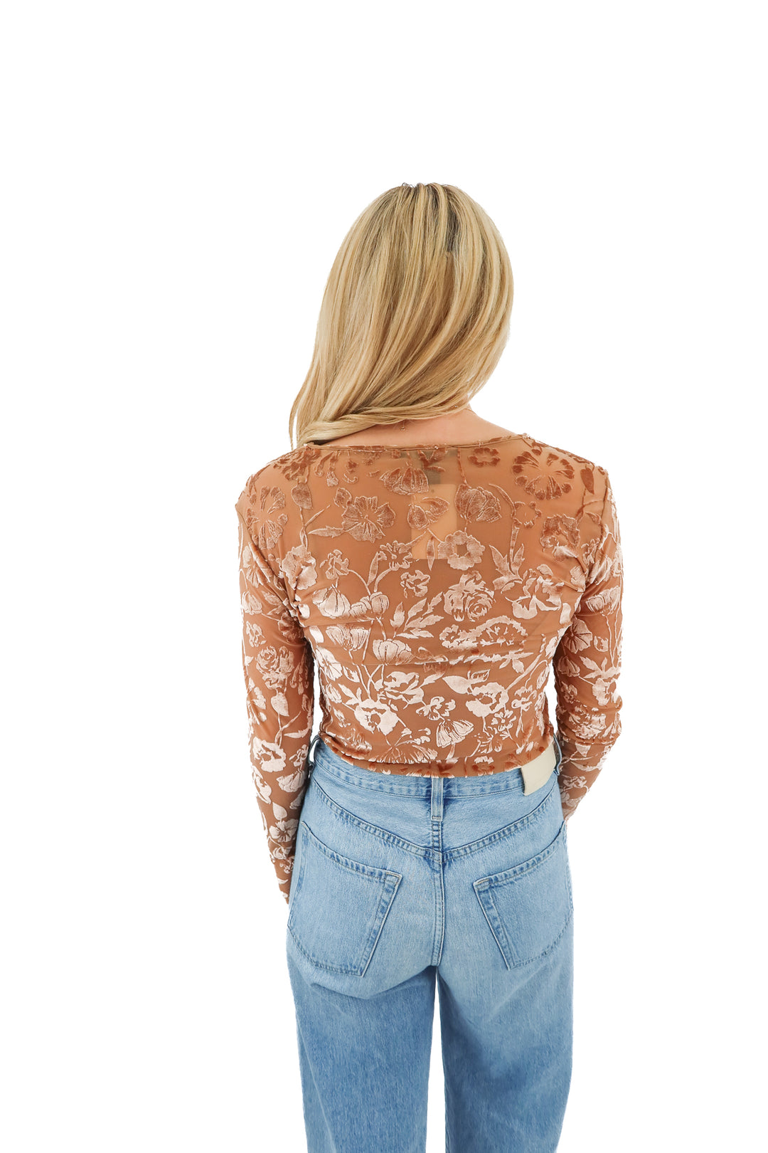 forever21 rust velvet floral bodysuit (L)