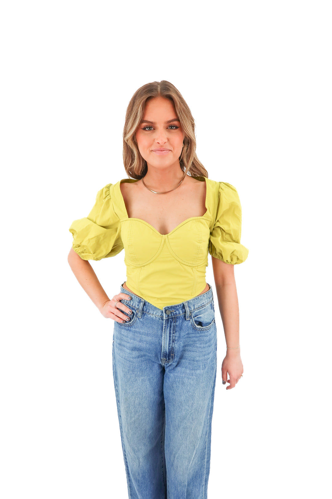 kelclight x the drop green bustier top (m)