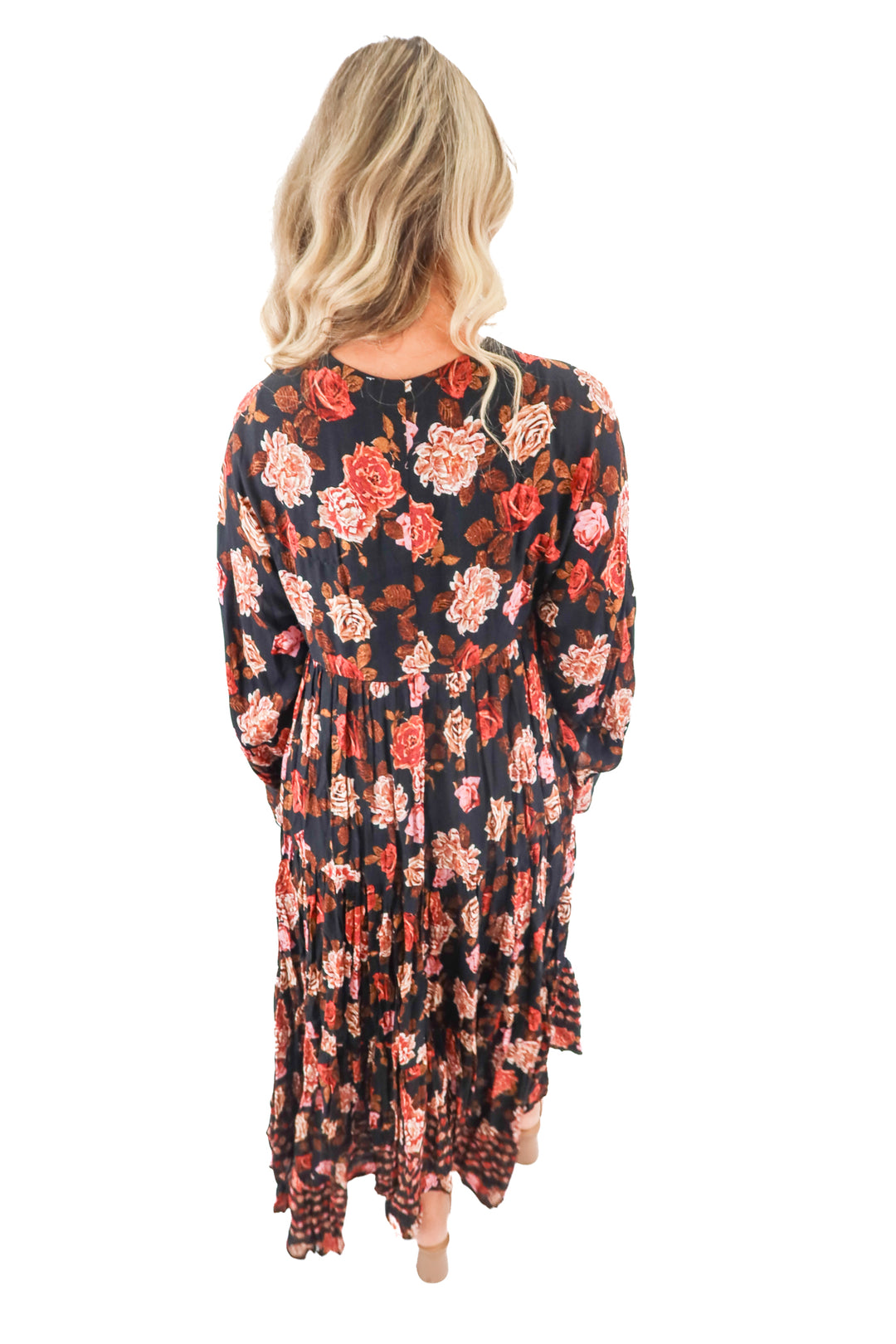 free people rose tiered maxi dress (s; retail $118)