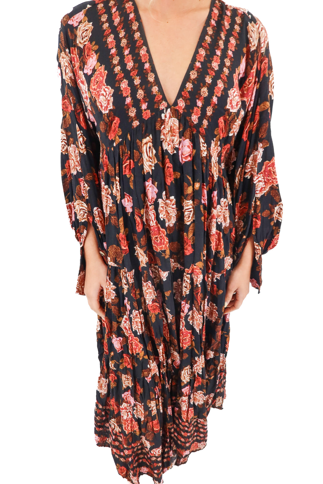 free people rose tiered maxi dress (s; retail $118)