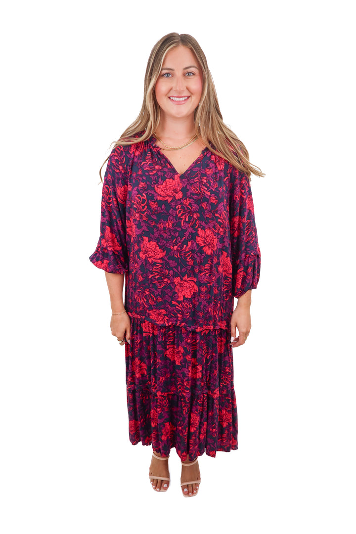 the pioneer woman purple floral maxi dress (L)