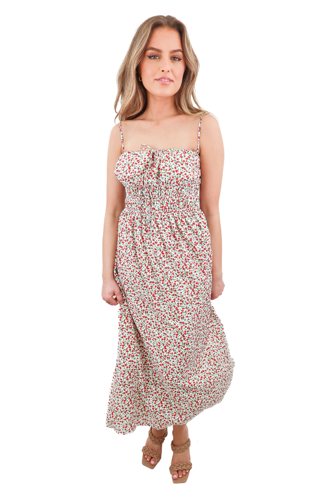 Abercrombie & Fitch strawberry print maxi dress (XS; retail $100)