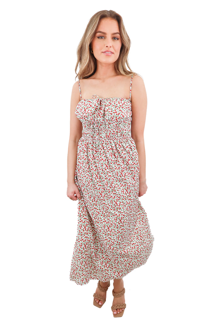 Abercrombie & Fitch strawberry print maxi dress (XS; retail $100)