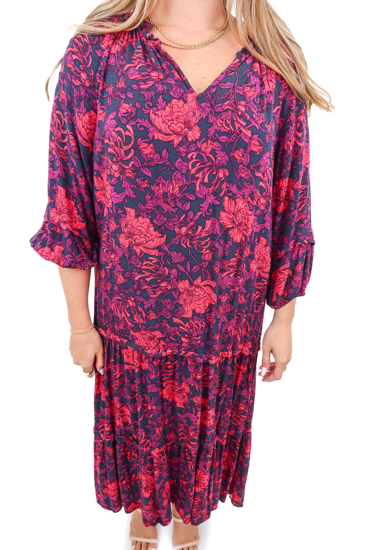 the pioneer woman purple floral maxi dress (L)