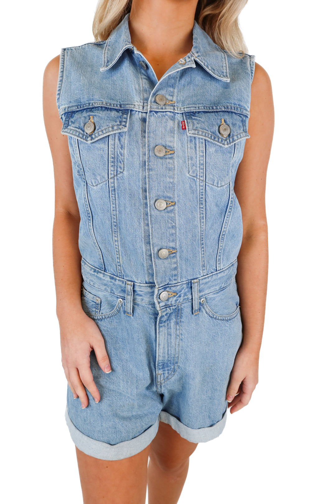 Levi's Light Wash Denim Romper (S)