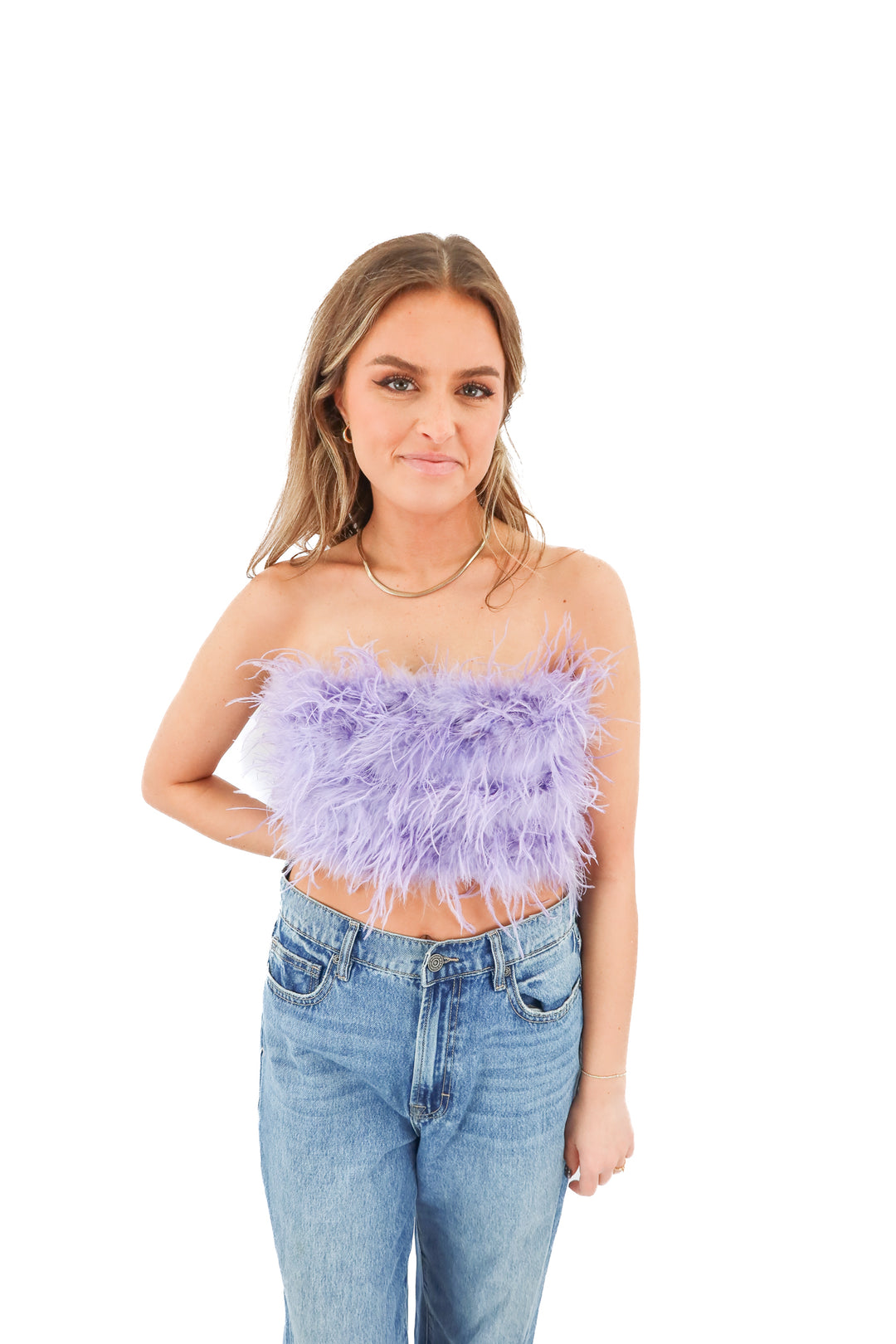 nasty gal purple feather tube top (8)