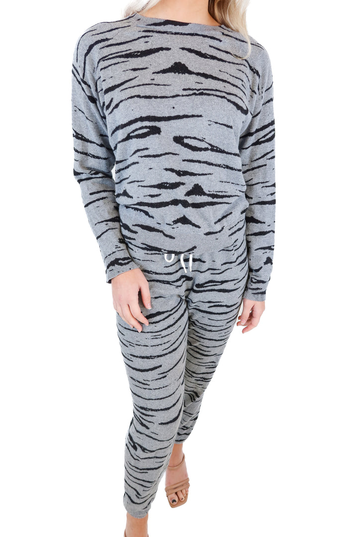 Monrow Grey and Black Zebra pattern Lounge Set (S; retails for $162)