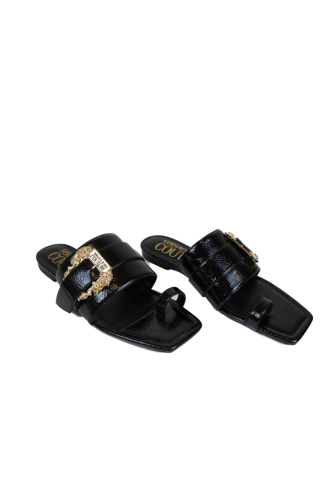 Versace Jeans Couture Black Patent Sandals (38)