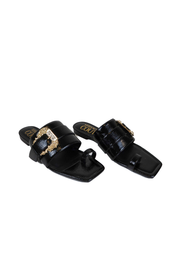 Versace Jeans Couture Black Patent Sandals (38)