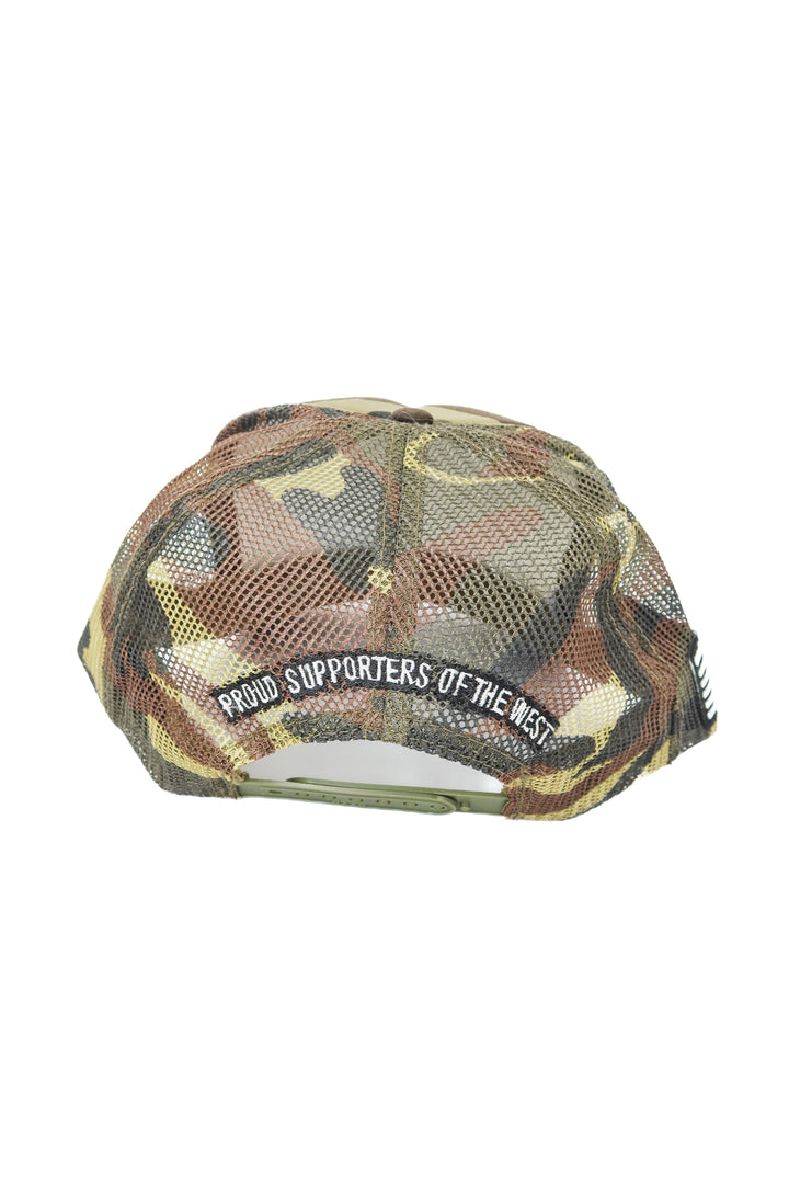 Boot Barn trucker hat with american flag patch