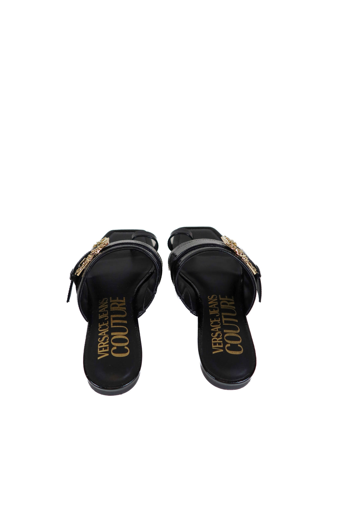 Versace Jeans Couture Black Patent Sandals (38)