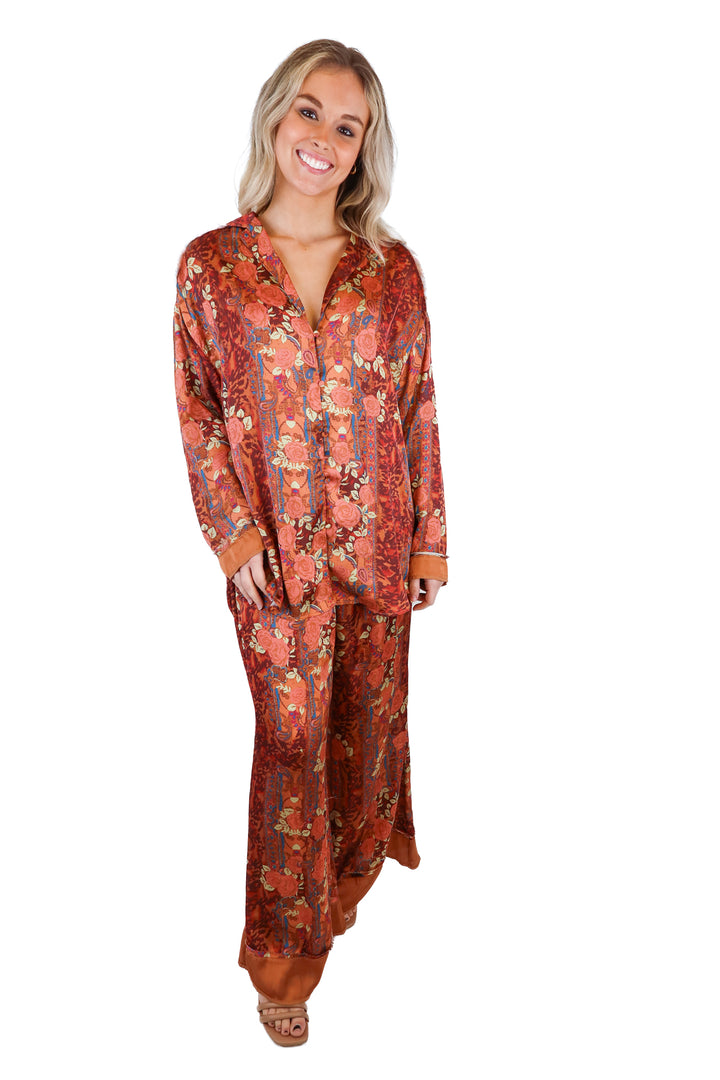 Free People orange/pink/blue printed set (S)