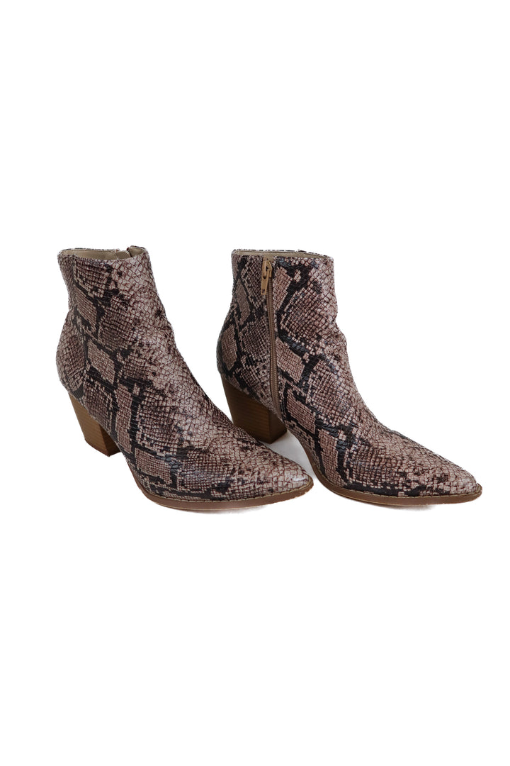 Lulus x Matisse Brown Snakeskin Boots (7.5)