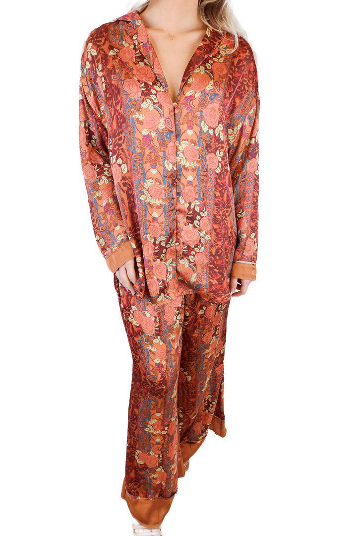 Free People orange/pink/blue printed set (S)