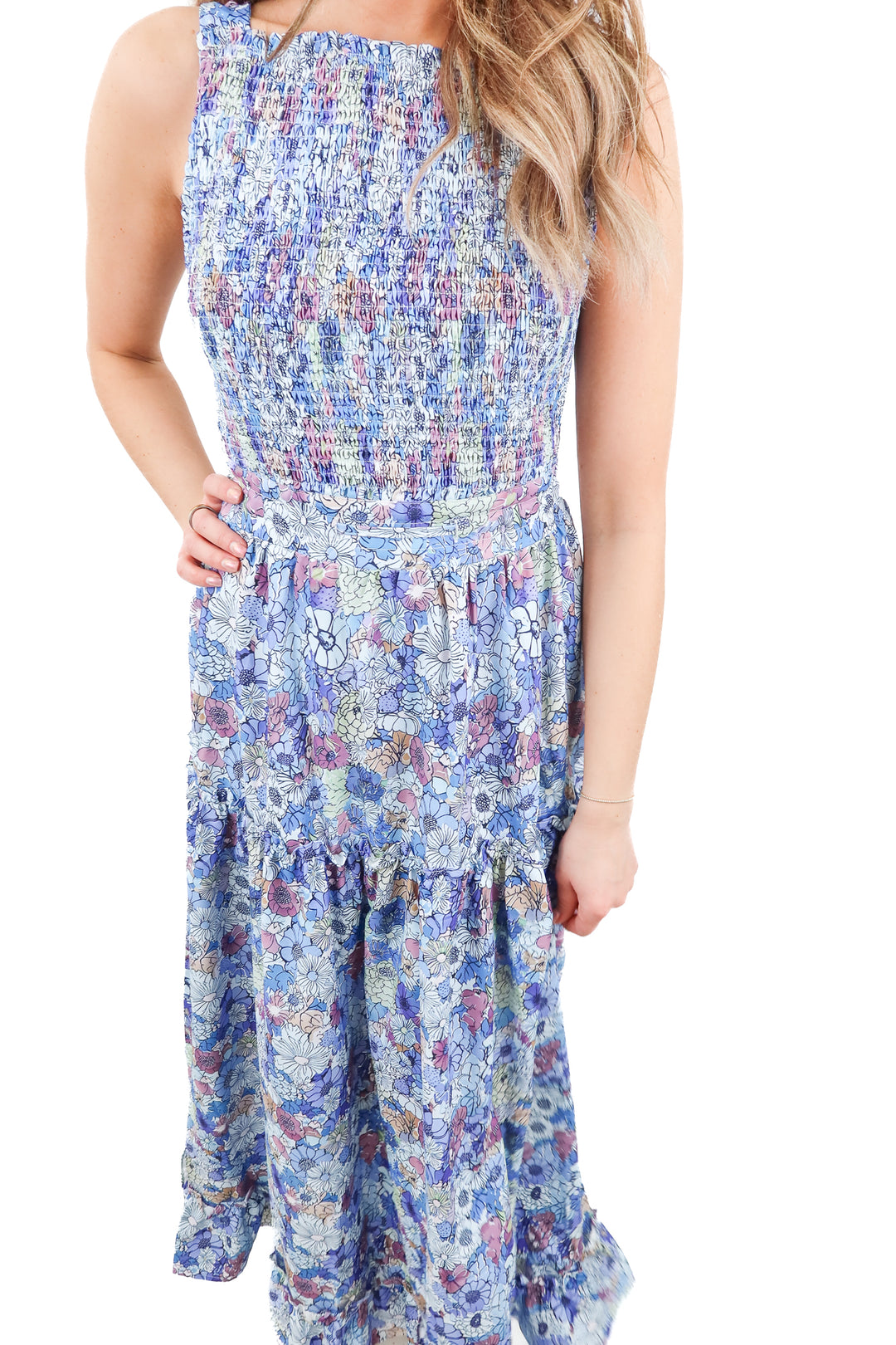 purple floral maxi dress (S)