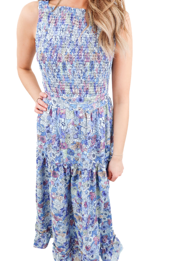 purple floral maxi dress (S)