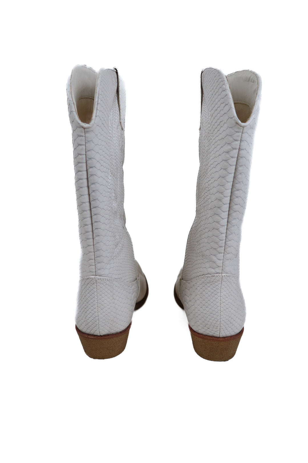 Coconuts White Snake Embossed Faux Leather Boots (8)