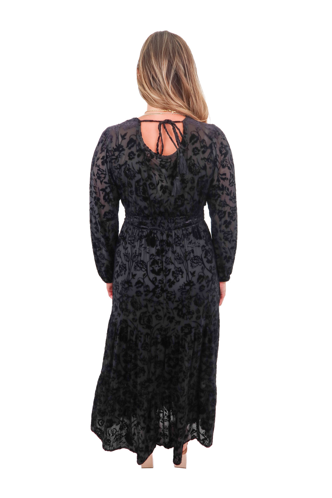 knox rose black crushed velvet dress (m)