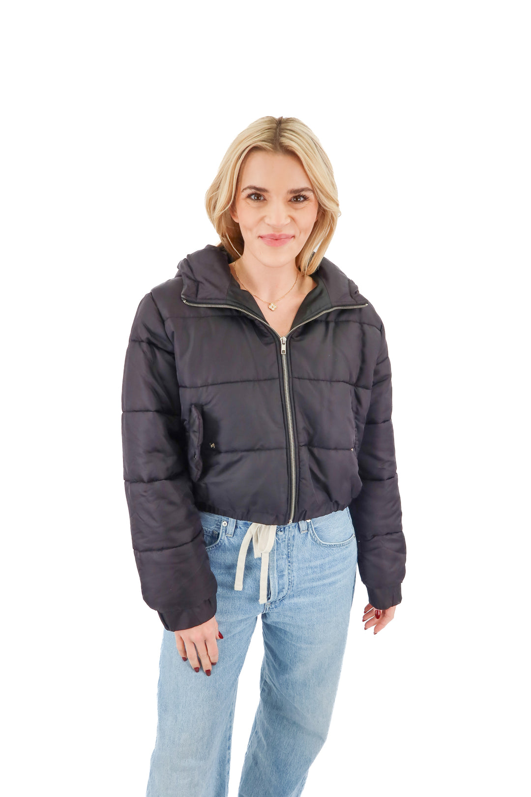 forever21 black puffer jacket (m)