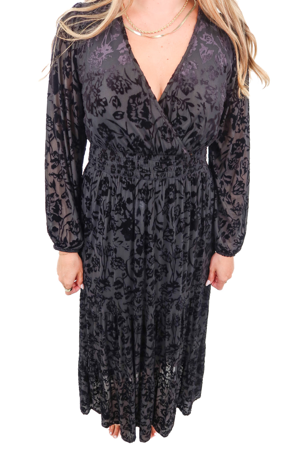 knox rose black crushed velvet dress (m)