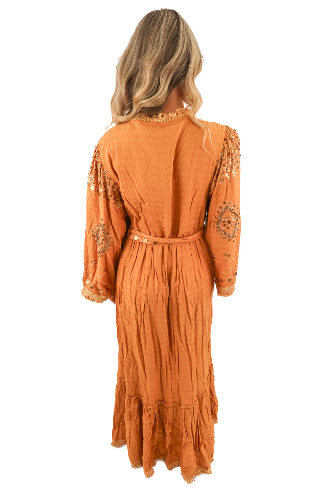 talisman tan beaded dress NWT (s/m; retail $168)