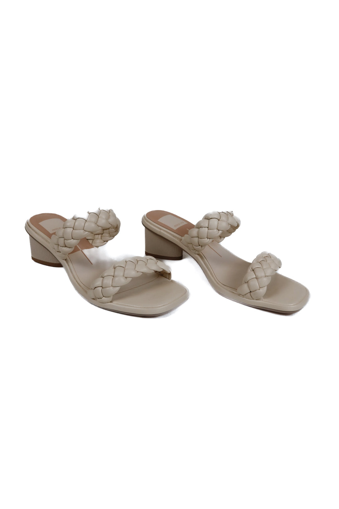 Dolce Vita Cream Braided Block Heel Sandals (6.5)