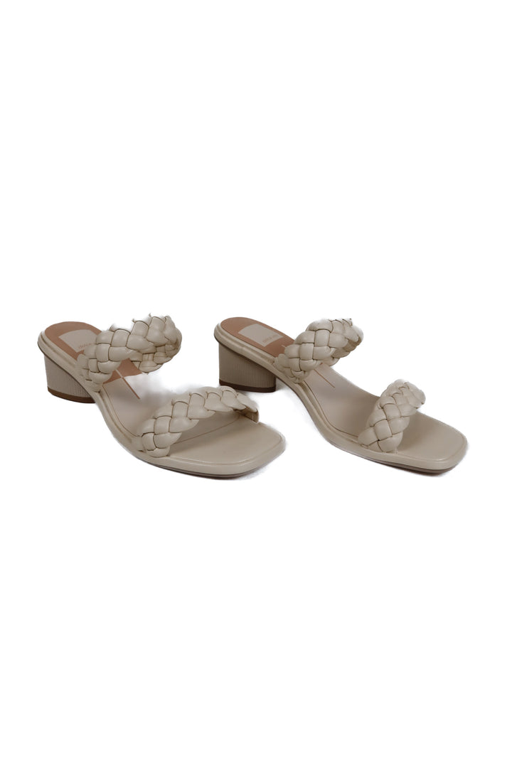 Dolce Vita Cream Braided Block Heel Sandals (6.5)