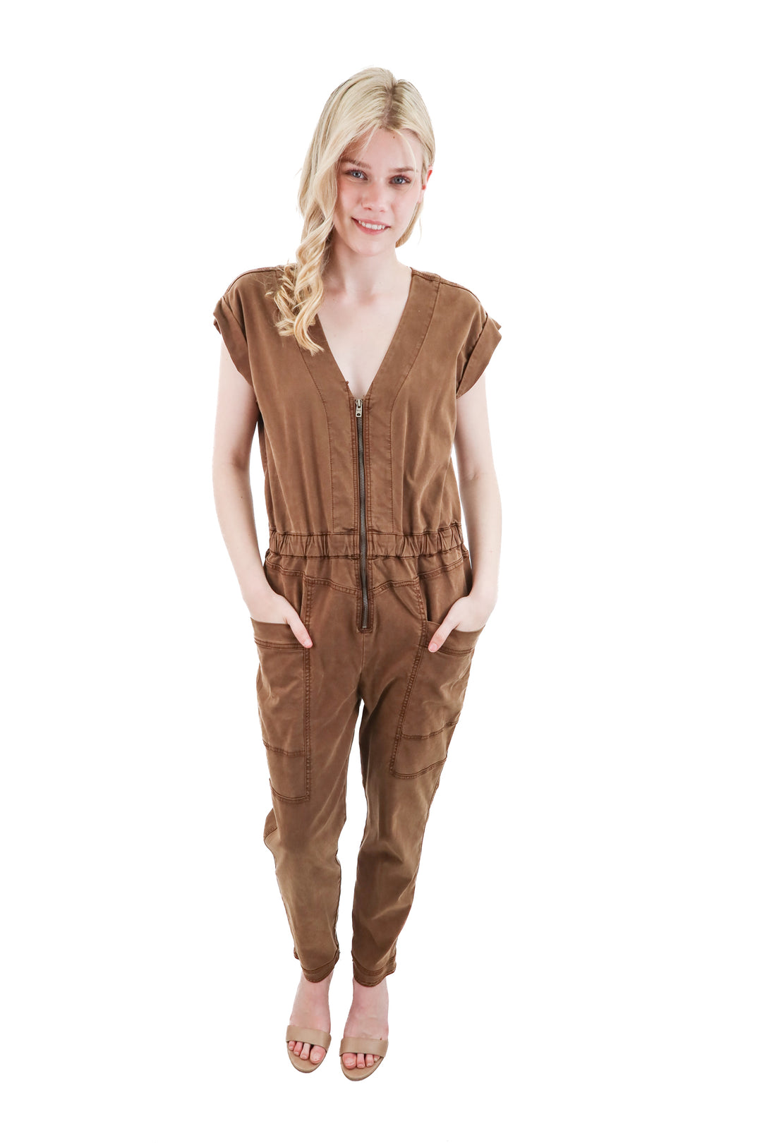 splendid x mary lawless lee brown jumpsuit (l)