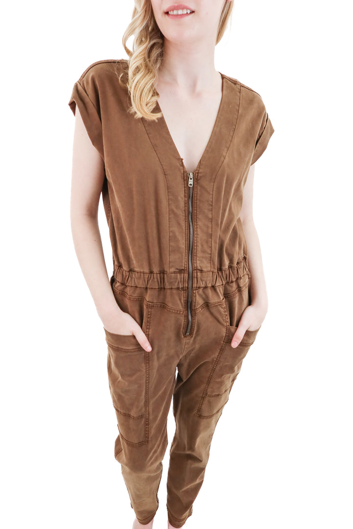 splendid x mary lawless lee brown jumpsuit (l)