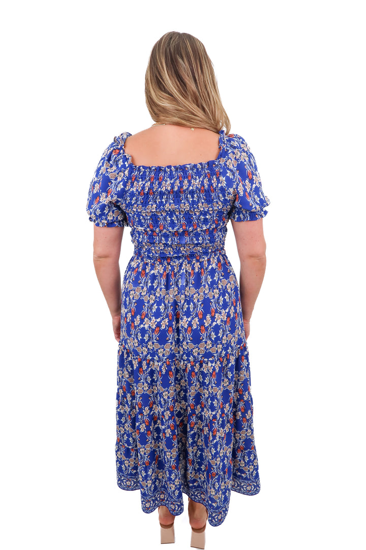 max studio blue floral dress (L*)
