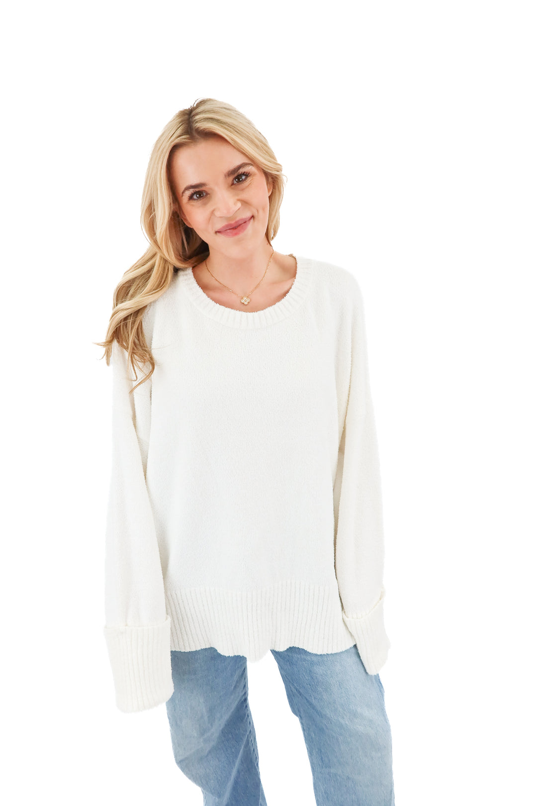 anrabess white cozy pullover (L)