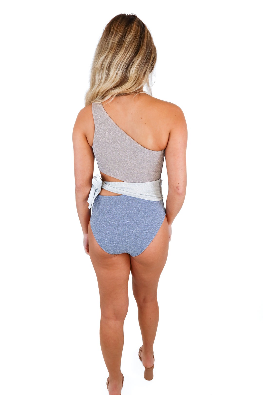 Beach Riot Blue Sparkly One-Shoulder Cut-out One piece NWT (S)