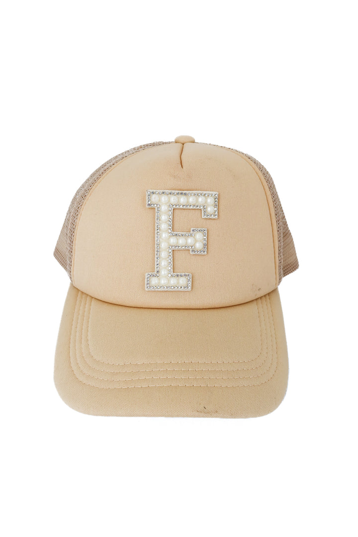 "F" pearl trucker hat