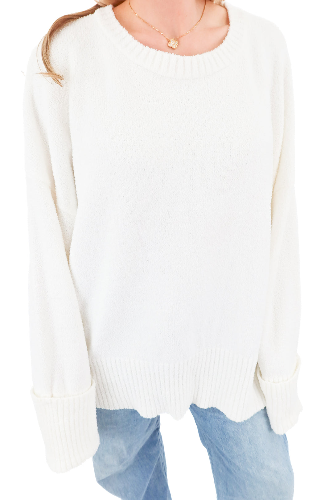 anrabess white cozy pullover (L)