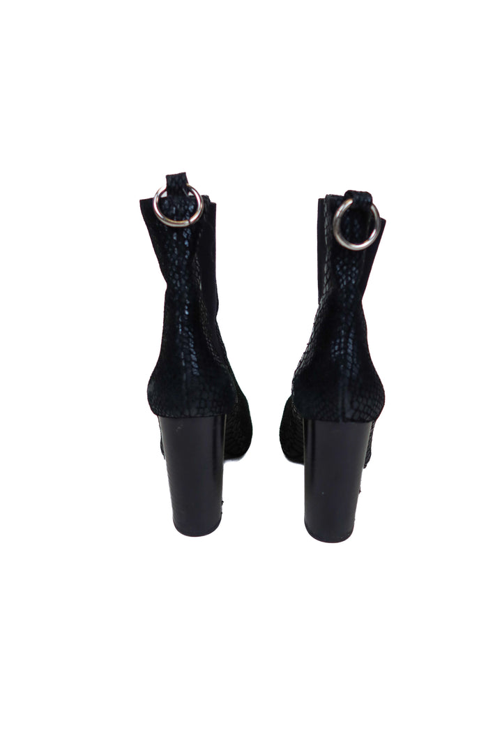 Paige Black Snakeskin Embossed Booties NWOT (6.5; retail $358)