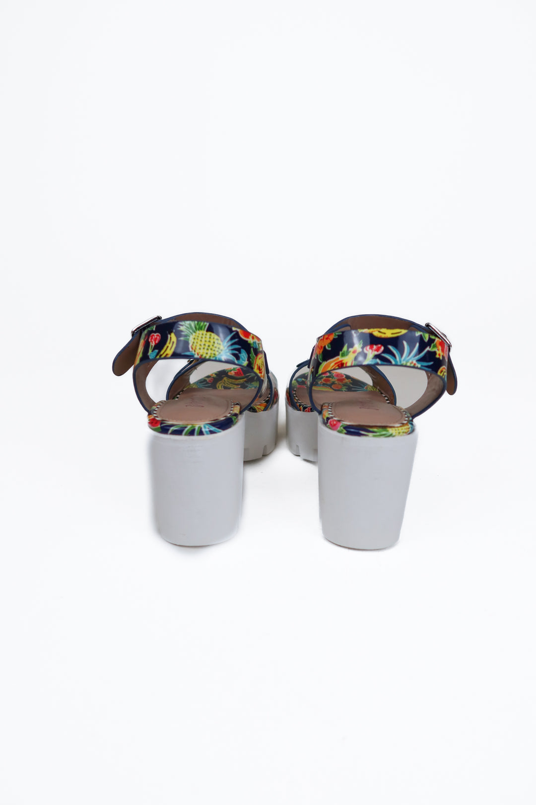 Betsey Johnson Fruit Print Lug Sole Platform Sandals (6.5)