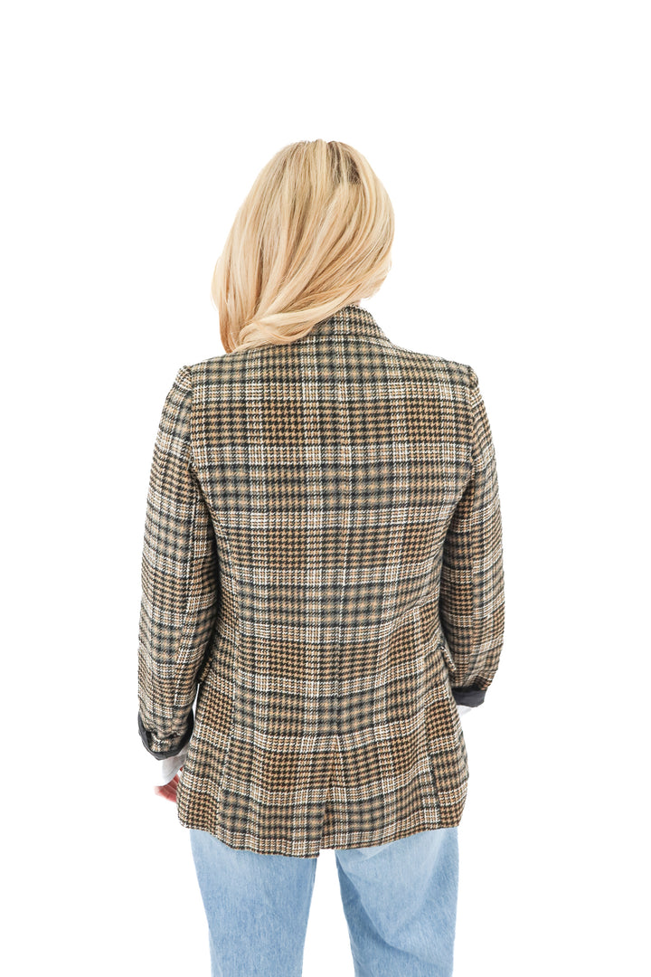 deluc brown houndstooth blazer (m; retail $166)