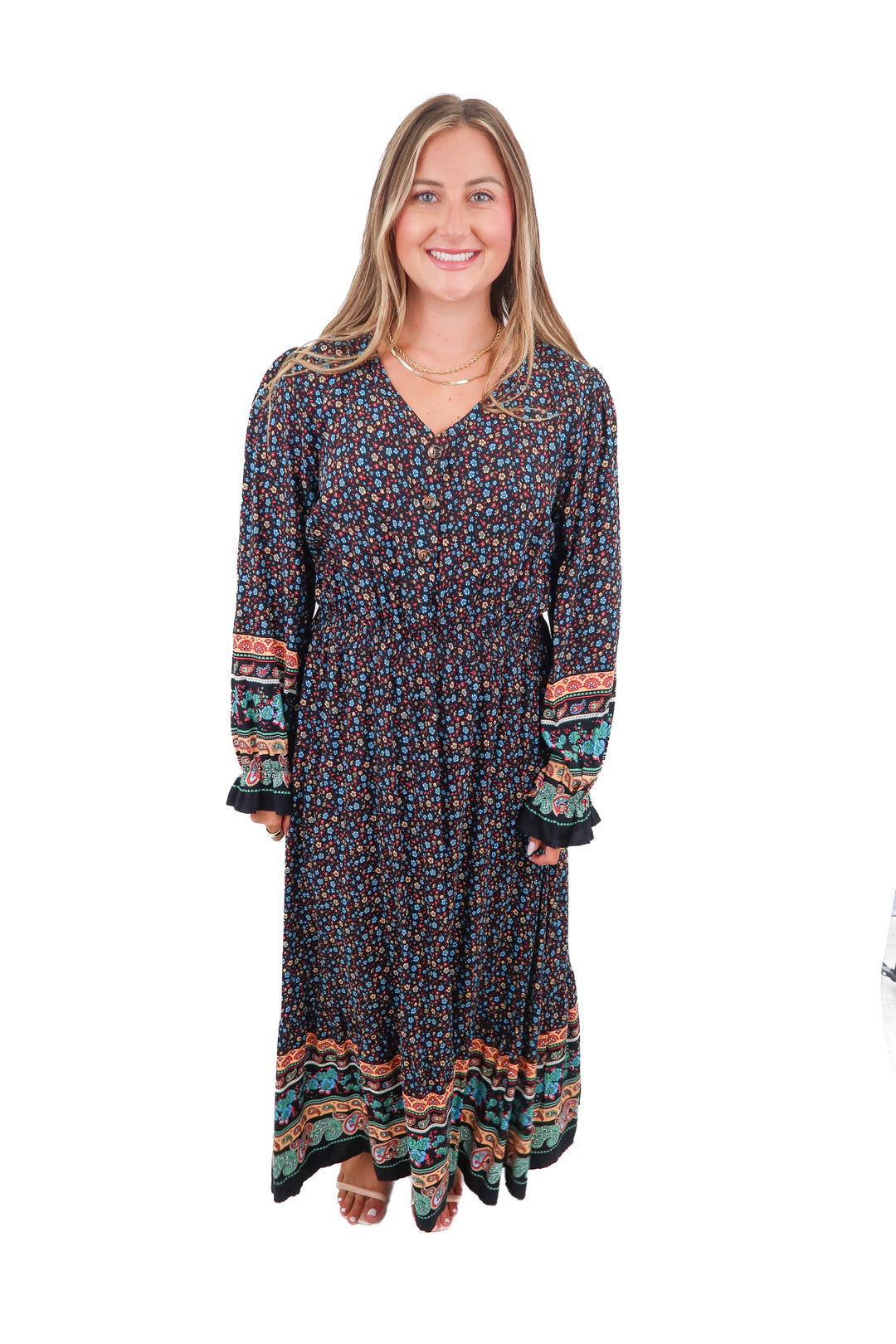 floral button up maxi dress NWT (XL)