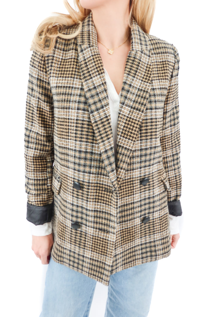 deluc brown houndstooth blazer (m; retail $166)