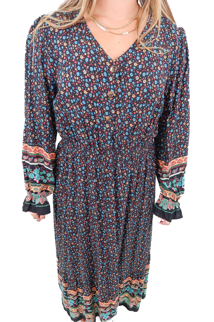 floral button up maxi dress NWT (XL)