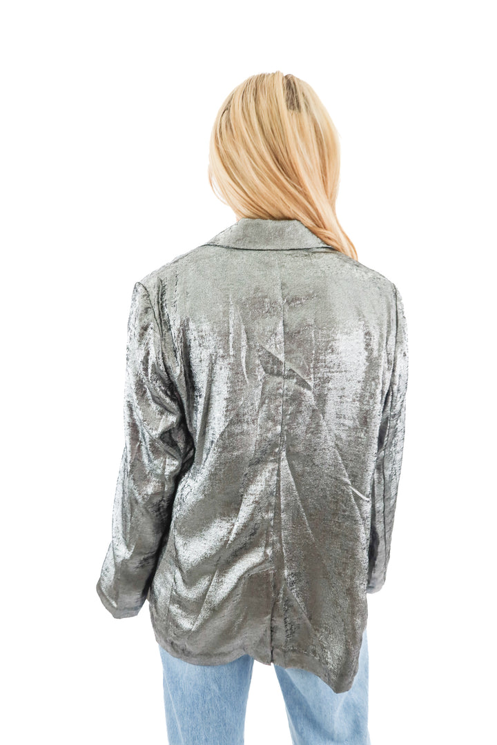 a new day silver metallic blazer (m)