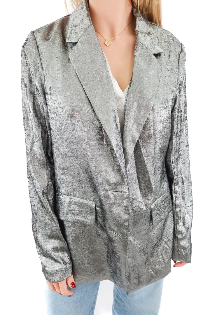 a new day silver metallic blazer (m)