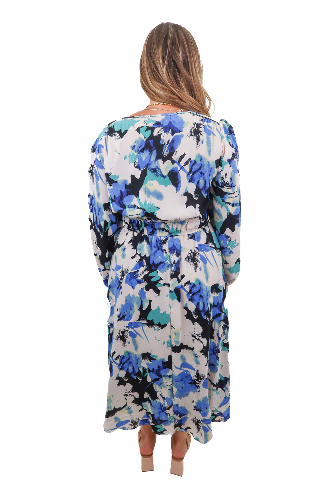 pretty garden blue floral maxi dress (L)