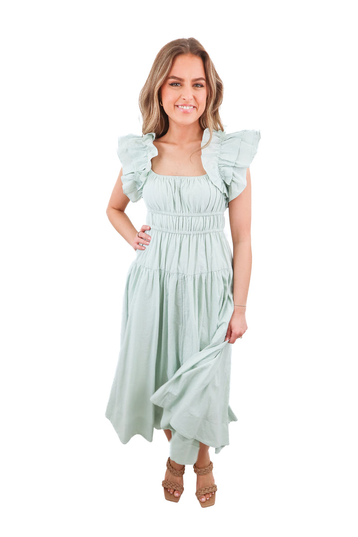 Petal & Pup mint green pinstripe maxi dress (XS)